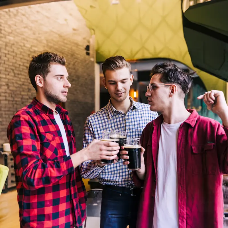 Friends toasting over drinks